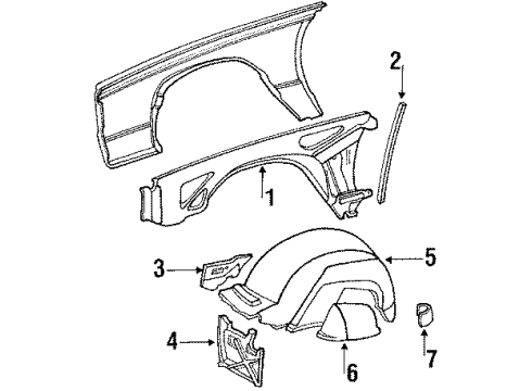 1984 Buick Electra Structural Components & Rails Panel-Front Wheelhouse Diagram for 22527547