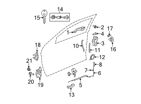 2010 Chrysler Sebring Front Door - Lock & Hardware Cable-Inside Handle To Latch Diagram for 68020575AA