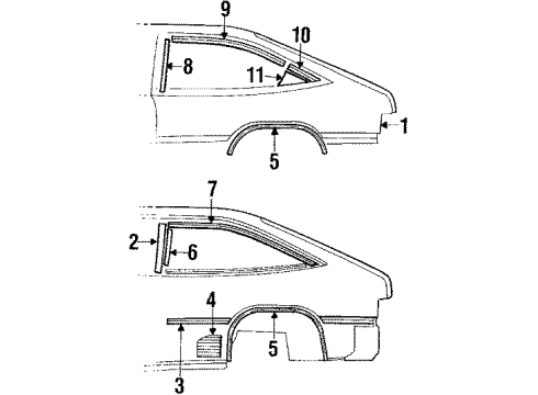 1984 Chevrolet Citation II Quarter Panel & Components Side Molding Diagram for 20176868