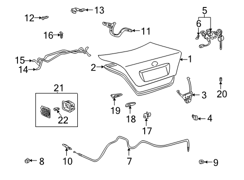 2003 Toyota Camry Trunk Hinge Diagram for 64503-33070