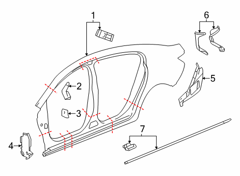 2016 Buick LaCrosse Uniside Lower Weatherstrip Diagram for 20830938