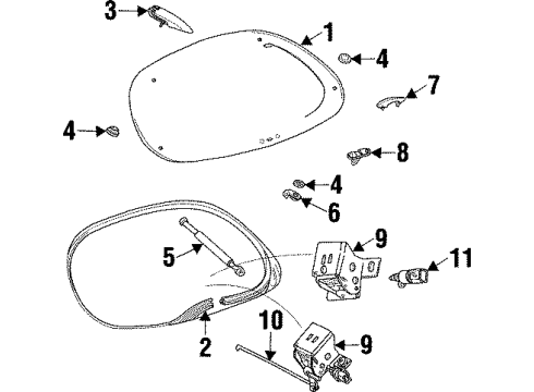 1999 Mercury Sable Lift Gate Hinge Diagram for F6DZ-74420A68-AB
