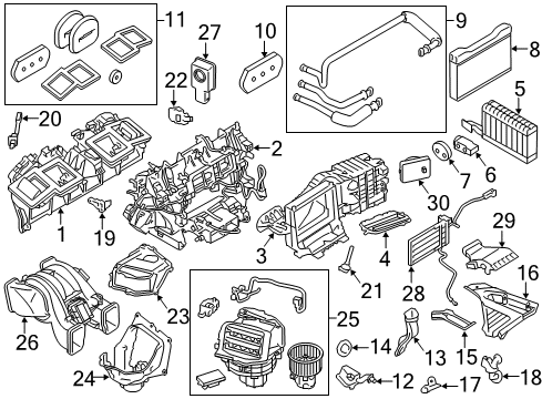 2012 BMW 550i xDrive A/C Evaporator & Heater Components Auxiliary Heater, Electric, Left Diagram for 64119217997