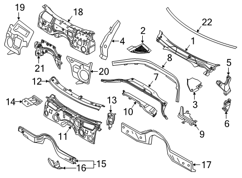 2019 BMW 330i Cowl REINFORCEMENT FOR BULKHEAD Diagram for 41007488016