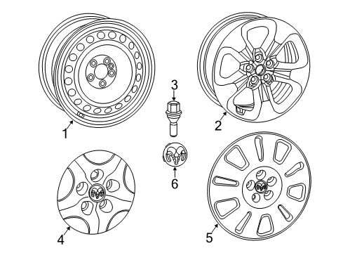 2021 Ram ProMaster City Wheels Wheel-16X6.5 Steel Black Diagram for 68464949AA