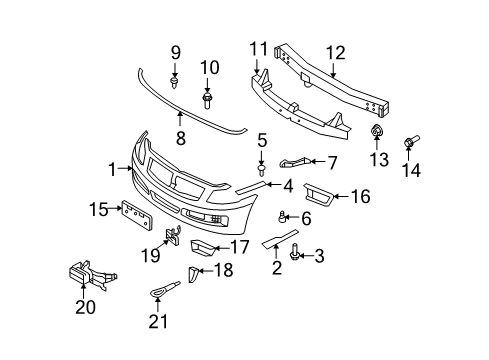 2009 Infiniti G37 Cruise Control System Bracket-Front Bumper Side, RH Diagram for 62222-JK000