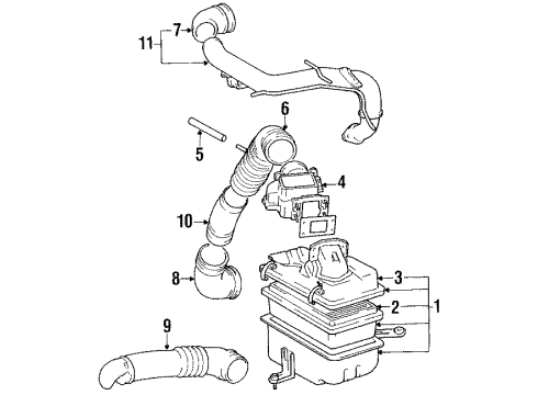 1985 Toyota Pickup Filters Hose, Air Cleaner Diagram for 17880-35010