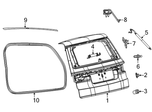 2022 Jeep Wagoneer Gate & Hardware LIFTGATE-LIFTGATE Diagram for 68470230AC