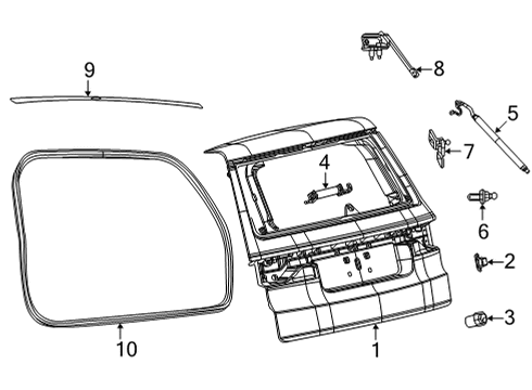 2022 Jeep Grand Wagoneer Gate & Hardware Screw-TORX Head Diagram for 6512527AA