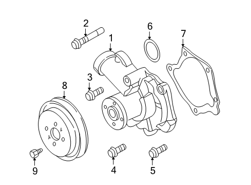 2002 Chrysler Sebring Water Pump Bolt-HEXAGON FLANGE Head Diagram for MF140022