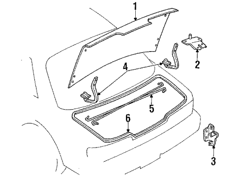 1994 Nissan 240SX Trunk WEATHERSTRIP Trunk Lid Diagram for 84830-35F00