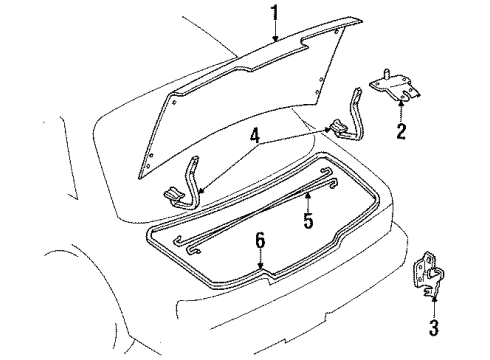 1994 Nissan 240SX Trunk Lid Gas Strut Assy-Deck Lid Diagram for K3185-6X001