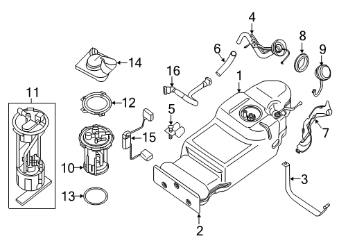 2017 Nissan Frontier Fuel Supply Fuel Pump Assembly Diagram for 17040-9BM0B