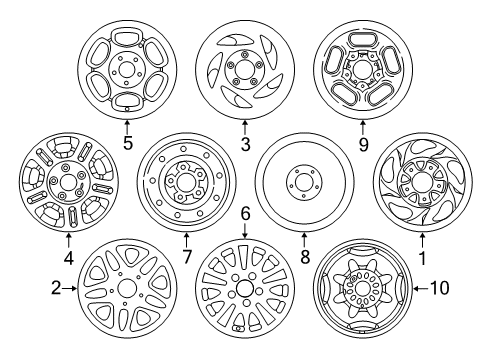 2001 Ford Expedition Wheels Wheel, Alloy Diagram for YL1Z-1007-AA