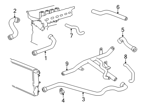 1997 BMW 528i Hoses, Lines & Pipes Hose For Engine Inlet And Addition.Water Pump Diagram for 64218391003