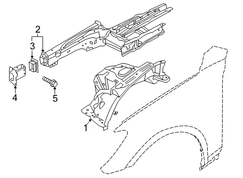 2009 Hyundai Genesis Structural Components & Rails Member Assembly-Front Crash, LH Diagram for 64710-3M000