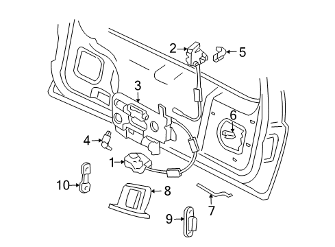2005 Lincoln Aviator Glass & Hardware - Back Glass Support Cylinder Diagram for 3C5Z-78406A10-BA