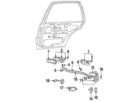 1993 Hyundai Elantra Rear Door Rear Door Safety Lock Rod, Right Diagram for 81492-28000