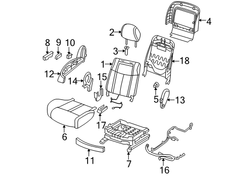 2009 Nissan Maxima Passenger Seat Components Back Assembly Front Seat Diagram for 87600-9N00B