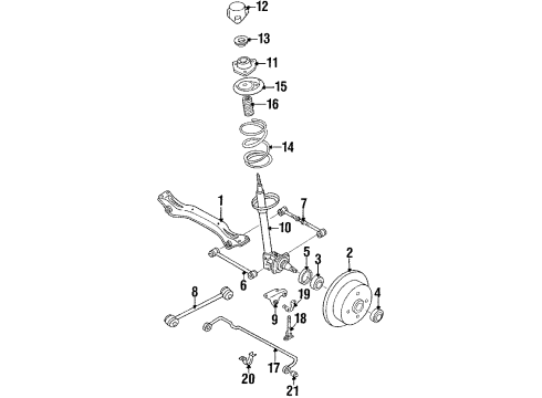 1988 Nissan Maxima Rear Suspension Components, Stabilizer Bar & Components Rear Spring Rubber Seat Upper Right Diagram for 55266-D5020