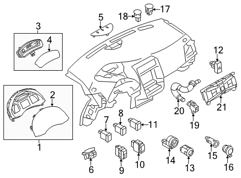 2014 Nissan Leaf Cluster & Switches, Instrument Panel Speedometer Instrument Cluster Diagram for 24810-3EM1B