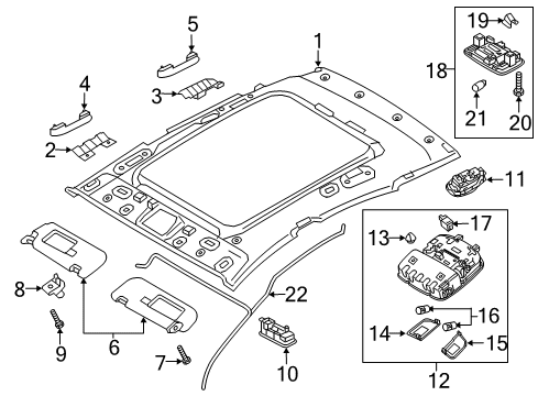 2019 Hyundai Elantra GT Interior Trim - Roof Overhead Console Lamp Assembly Diagram for 92810-G3010-TTX