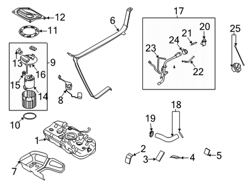 2022 Hyundai Sonata Fuel System Components Filler Neck & Hose Assembly Diagram for 31030-L5500