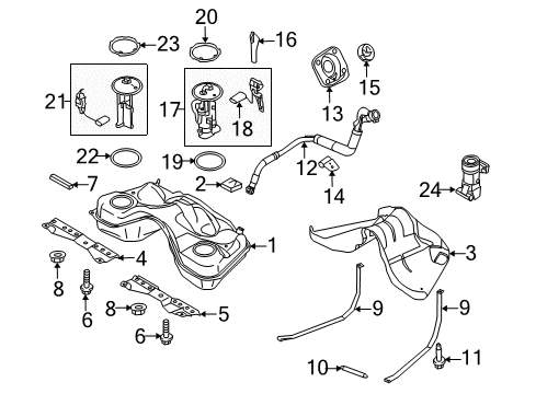 2010 Ford Mustang Fuel System Components Fuel Tank Assembly Diagram for 9R3Z-9002-A