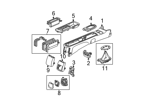 2003 Honda Civic Center Console Console, Center *YR239L* (KI IVORY) Diagram for 83401-S5A-003ZD