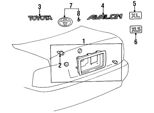 1998 Toyota Avalon Exterior Trim - Trunk Lid Emblem Diagram for 75441-06040