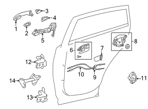 2022 Toyota Corolla Cross Lock & Hardware Handle Base Diagram for 69204-0A040