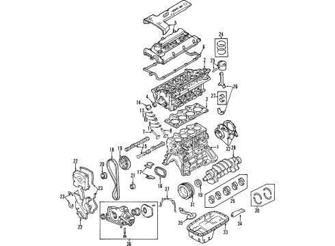 2006 Kia Spectra Engine Parts, Mounts, Cylinder Head & Valves, Camshaft & Timing, Oil Pan, Oil Pump, Crankshaft & Bearings, Pistons, Rings & Bearings, Variable Valve Timing Front Roll Stopper Bracket Assembly Diagram for 219102F010