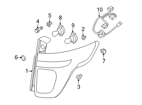2012 Ford Explorer Bulbs Tail Lamp Assembly Diagram for BB5Z-13404-C