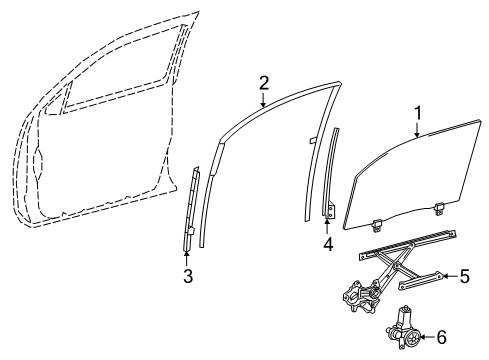 2020 Toyota Tacoma Rear Door Door Glass Diagram for 68102-04121