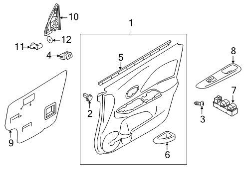 2013 Nissan Versa Interior Trim - Front Door Switch Assy-Power Window, Main Diagram for 25401-3AA2B