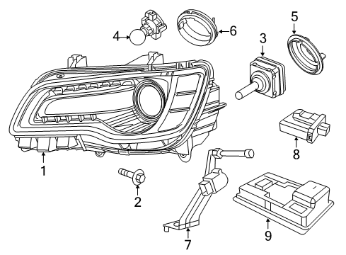 2014 Chrysler 300 Bulbs Headlamp Assembly Diagram for 68085419AG