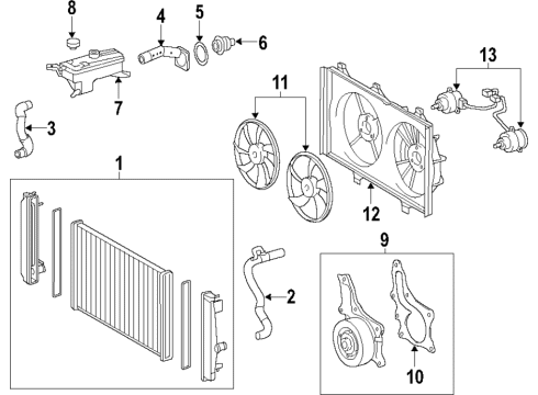 2021 Lexus NX300h Cooling System, Radiator, Water Pump, Cooling Fan Hose, Radiator, NO.1 Diagram for 16571-36241