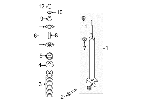 2007 Nissan Altima Shocks & Components - Rear Nut Diagram for 01223-N8011