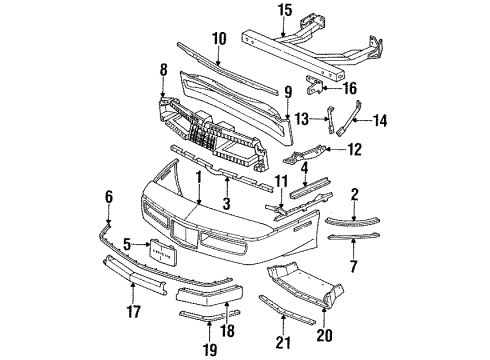 1987 Chevrolet Corvette Front Bumper Support-Front Bumper Imp Bar Skid Diagram for 14060231