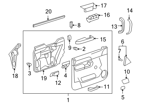 2012 GMC Sierra 1500 Interior Trim - Front Door Switch Bezel Diagram for 20922519