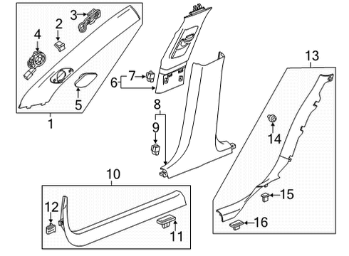 2021 Cadillac CT5 Interior Trim - Pillars Lock Pillar Trim Diagram for 84729509