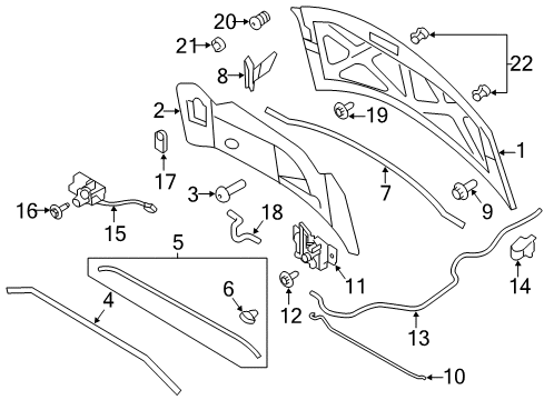 2013 Lincoln MKX Hood & Components Release Handle Diagram for 7T4Z-16916-A