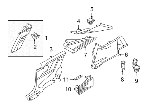 2008 Saturn Astra Interior Trim - Quarter Panels Panel, Body Lock Pillar Upper Trim Diagram for 13191025