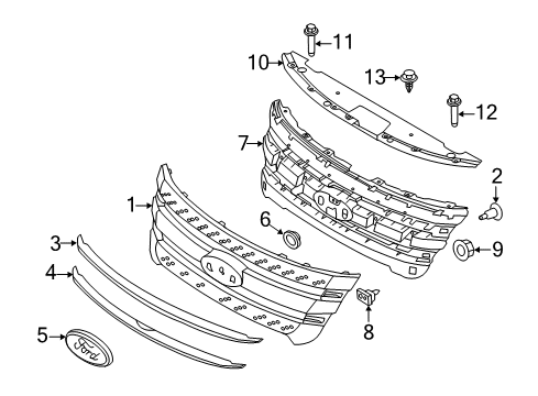 2015 Ford Police Interceptor Utility Grille & Components Grille Diagram for BB5Z-8200-CA