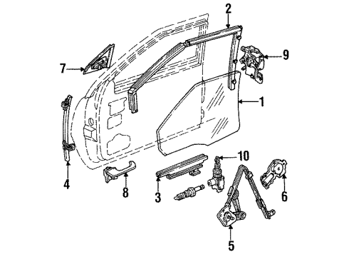 1987 Oldsmobile Delta 88 Front Door - Glass & Hardware Front Side Door Lock Assembly Diagram for 16608222