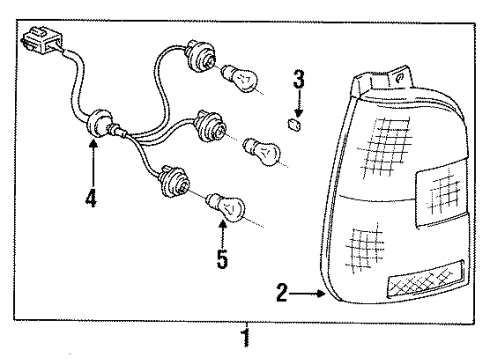 1993 Toyota Corolla Tail Lamps Cord, Rear Combination Diagram for 81555-13340