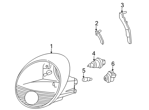 2004 Ford Thunderbird Headlamps Headlamp Assembly Diagram for 5W6Z-13008-B