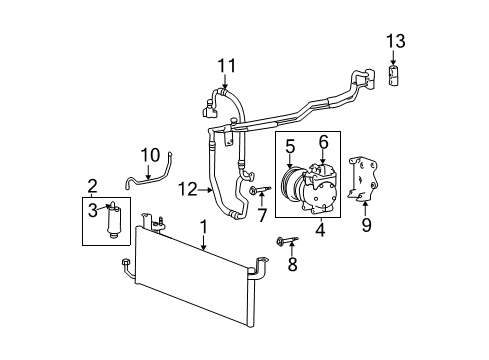 2004 Hyundai Sonata A/C Condenser, Compressor & Lines PULLEY Assembly-A/C Diagram for 9764338010