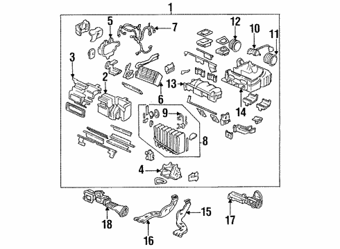 1994 Acura Vigor Blower Motor & Fan Core, Heater Diagram for 79110-SL5-A01