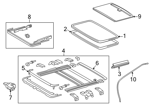 2017 Lexus ES350 Sunroof Gear Assembly, Sliding Roof Diagram for 63260-06100